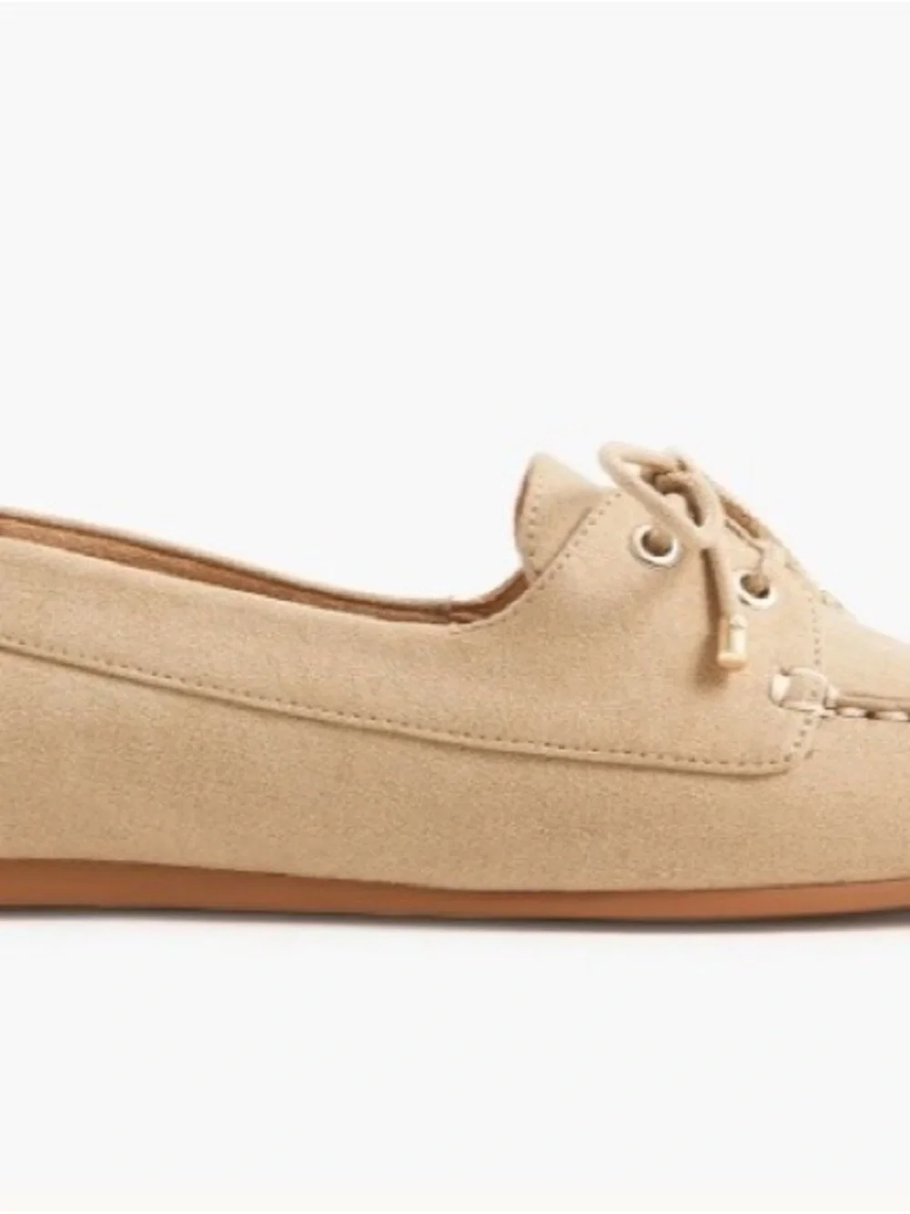 NWT Light Khaki Beige Suede Tie-Front Loafers - Women Shoes
